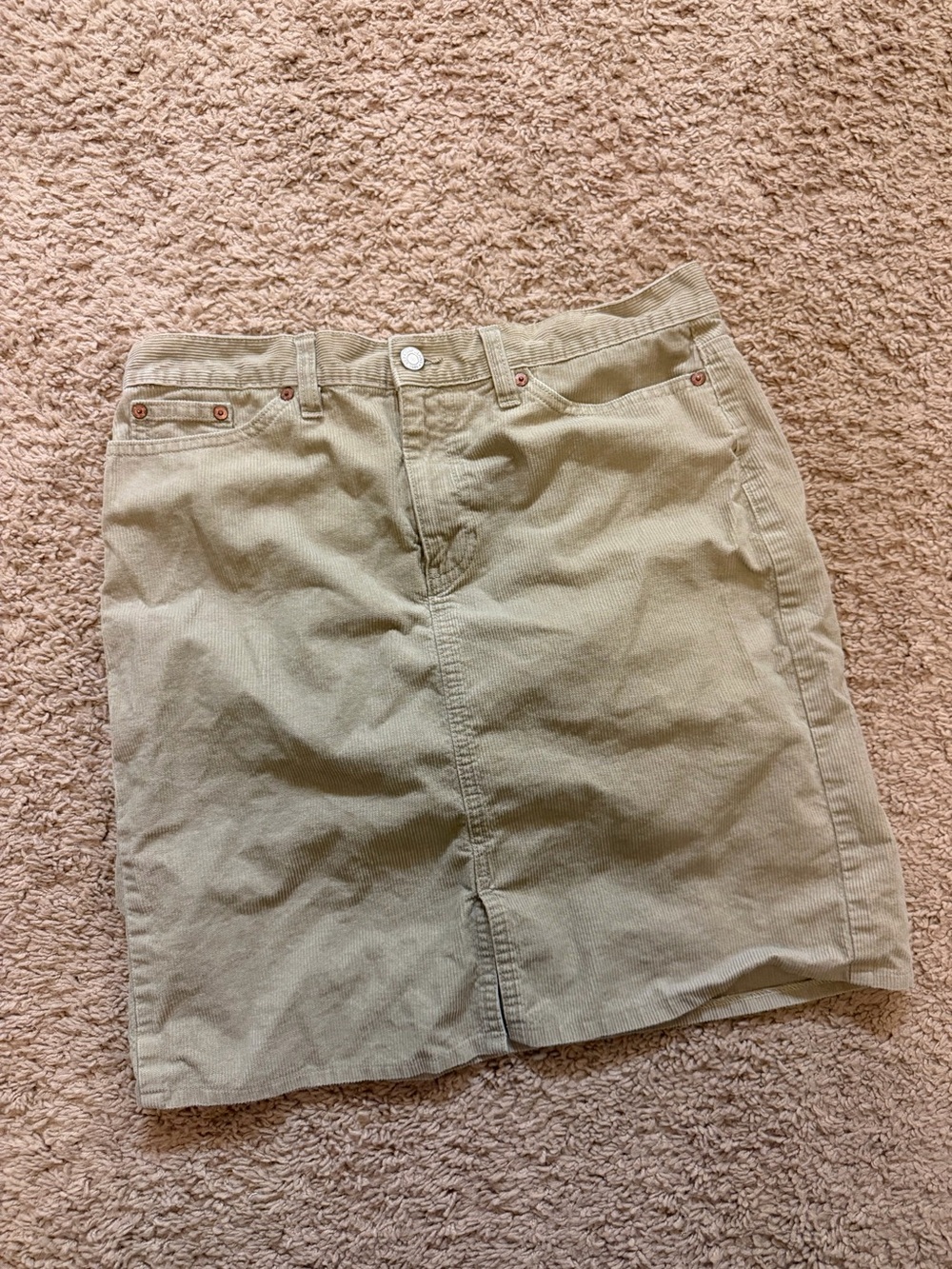 Classic Women's Corduroy Skirt in Light Khaki